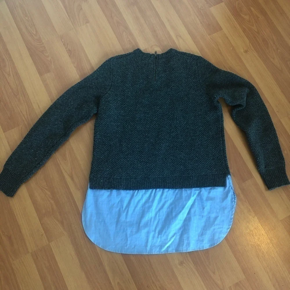 J Crew Navy Lambswool Shirttail Sweater Size S